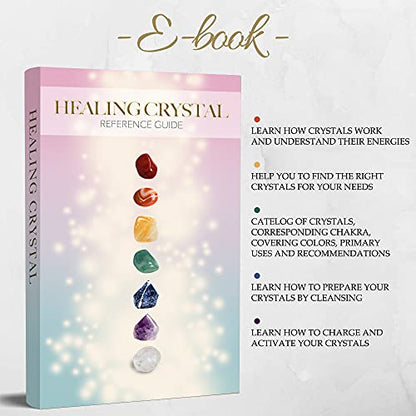 Premium Crystals and Healing Stones Set in Wooden Box Healing Crystals Set for Beginners - Chakra Stones Raw Crystals and Stones Amethyst Cluster Rose Quartz e-Book Healing Crystal Gifts for Women