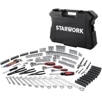 STARWORK TRUE MECHANIC™ 314-Piece Mechanics Tool Set and Socket Set, 1/4", 3/8", 1/2" Drive, Professional, Metric - size: 314 PC