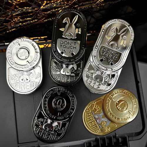 Desperate Rabbit Fidget Slider, Metal Fidget Toys Adults Haptic Coin Infinite Rotation Push, EDC Fidget Toys Sensory Toy Executive Desk Toy for Keep Focus & Stress Relief (Mix Black) - color: Mix Black