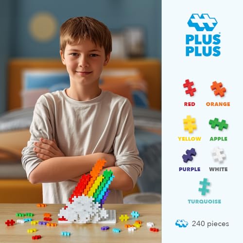 PLUS PLUS 240 Piece Rainbow Mix - Mini Waffle Blocks, Classroom Must Haves - style: Rainbow Mix Play Tube