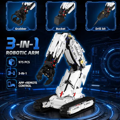 3 in 1 Robot Arm Building Set for Kids Boys Age 8-14 with RC & APP