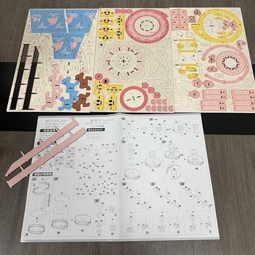 3D Wooden Carousel Puzzle, DIY Handcraft Merry‑Go‑Round Model Kit