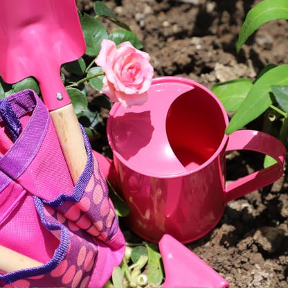 Kids Watering Can Gardening Tools Set Sand Toy Outdoor Toddler Girls (Pink) - color: Pink