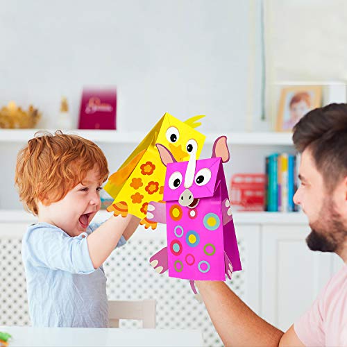 WATINC Hand Puppet Making Kit, Paper Sock Puppet Toys for Kids (Animals)