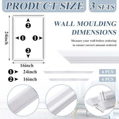Colingmill Accent Wall Molding Kit Premade Panel,3set,16x24in - size: 16x24in
