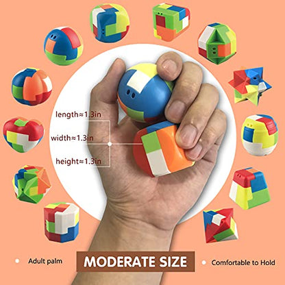 Brain Teaser Puzzles for Kids Teens and Adults 12Pcs,Mind Game Puzzle Set, 3D Plastic Unlock Interlock Toy, Desk Toys for Office for Adults,Suitable for IQ,Logic Test, Fidgeting and Pastime
