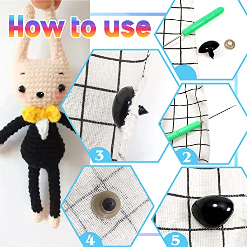 TOAOB 114pcs Black Safety Noses for Amigurumis Plastic Animal Safety Noses - color: Black