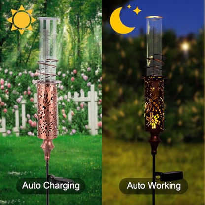 Rain Gauge Outdoor, Solar Water Gauge for Rain - color: Copper