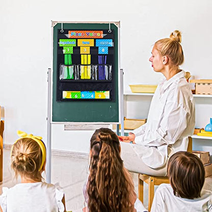 Eamay Counting Caddy & Place Value Pocket Chart for Classroom and Homeschool(Black)