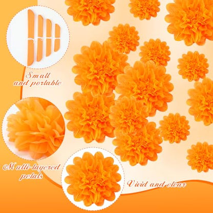 Gejoy 20 Pcs Giant Tissue Paper Flowers Orange Large 3D Wall Backdrop - color: Orange Colors