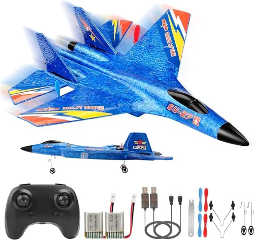 SU-27 RC Airplane for Kids Adults Beginners Fighter Jet Ready To Fly - color: Blue Su27