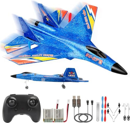 SU-27 RC Airplane for Kids Adults Beginners Fighter Jet Ready To Fly - color: Blue Su27