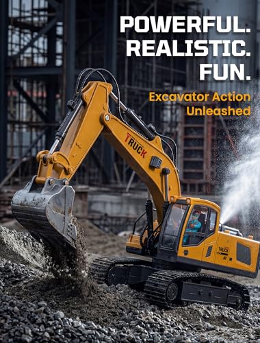 Spray Kids RC Excavator Toy 13-Channel with Sound & Light 60 mins Playtime - style: RC Excavator