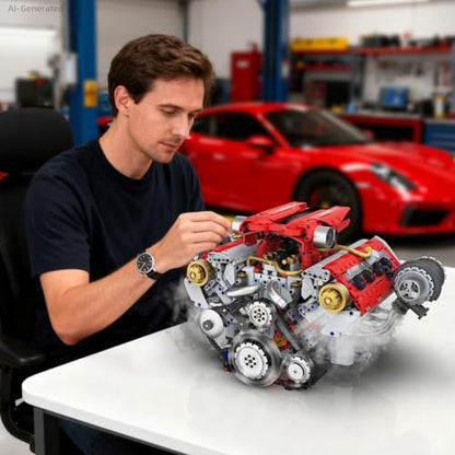 V8 Engine Building Kit that Works for Adults,3168PCS