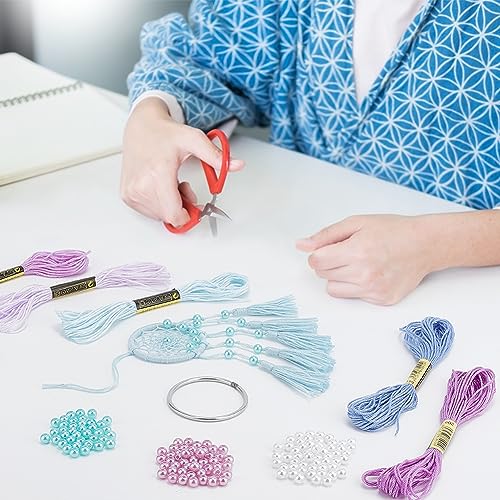 INFUNLY 6 Set Small DIY Dream Catcher Kit - Making Kit for Handmade Dream Catcher, Christmas Decor, Bag Pendant, Car Mirror Hanger, Winter Wall Hanging, Room Decor - style: 6pcs blue+purple