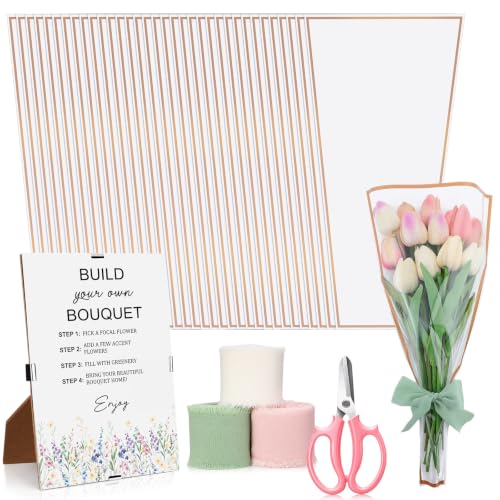 Tinlade 75 Pcs Flower Bar Kit Build Your Own Bouquet Bar Supplies - color: White, size: Clear