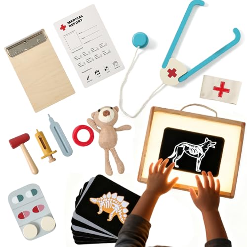 Kids Vet Doctor Kit & STEM Toy | Learn Animal Anatomy with Stethoscope, Organ/Muscle Models, X-Ray Cards | Interactive Pretend Play for Boys & Girls