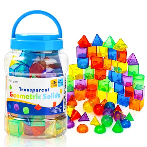 60 Pieces 3D Shapes for Teaching, Light Table Manipulatives