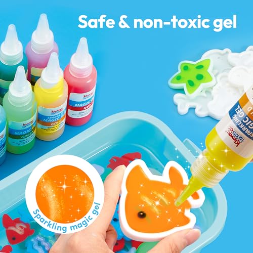Klever Kits Glow-in-The-Dark Water Gel Kit, Magic Fairy Water Pets Toy Kit with 10 Gels(7 Glow-in-The-Dark Gels), 12 Molds, Preserving Bottle, DIY Squishy Maker Craft Kits, Arts and Crafts for Kids - style: Glow-in-the-dark