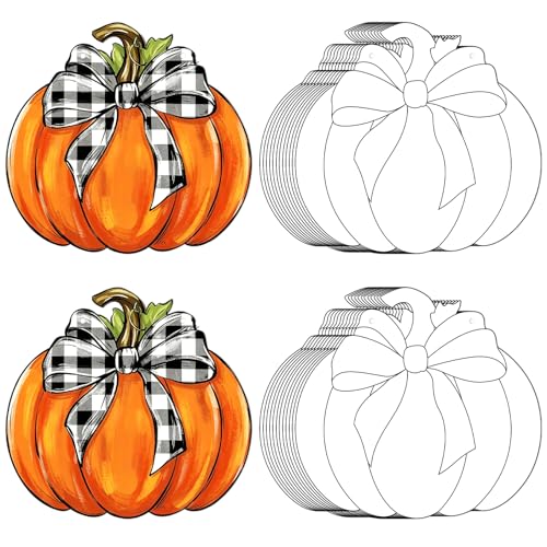 24 Pcs Fall Coloring Wreath Crafts Color Your Own Fall Crafts, Pumpkin - color: Pumpkin