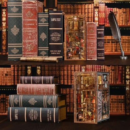 CCCDF Abbey Library Book Nook Kit, DIY 3D Wooden Puzzle with LED - color: Abbey Library