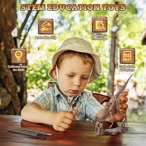 VIBIRIT Dig Up Dinosaurs Skeleton Set,Dinosaur Digging Fossil Kit Model Toys,Excavation Kits for kids5-12year,Educational Realistic Toys for Kids,Boys,Girls - style: Random