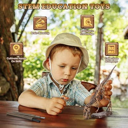 VIBIRIT Dig Up Dinosaurs Skeleton Set,Dinosaur Digging Fossil Kit Model Toys,Excavation Kits for kids5-12year,Educational Realistic Toys for Kids,Boys,Girls - style: Random