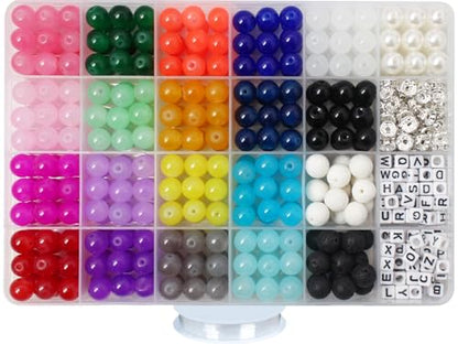 10mm Assorted Glass Beads 626pcs Kit for Jewelry Making - size: 10mm Mixed Set