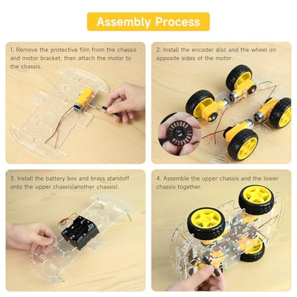 4WD Robot Chassis Kit 2-Layer Acrylic TT Motor for Arduino