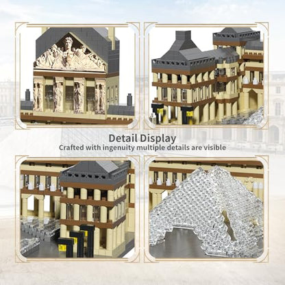 Paris Louvre Museum Building Blocks Iconic Landmark Model Toy for Teens Adults & Collectors 3D Puzzle Set for Educational and Decorative Fun - style: Paris Louvre Museum