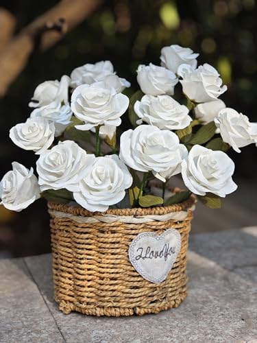 Crepe Paper Rose Flower DIY Making Kit (White) - color: White