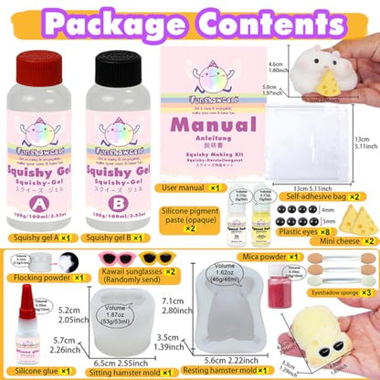 FUNSHOWCASE Taba Squishy Maker 2 Hamster Silicone Molds+Gel+Kits Fufu Squish Making Pack - color: 2 hamster
