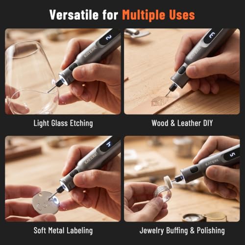 Katerk 3.7V Mini Cordless Rotary Tool, 5-Speed 70 Pcs Kit for Crafts DIY