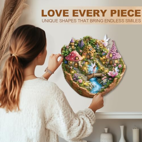 Wooden Puzzles for Adults, 8.5 * 8.3 in 90 pcs Fairy Brook Glen Puzzles - color: Fairybrook Glen, size: Small