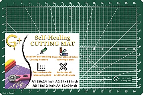 G+ Self healing Crafting Mat 12" x 18", Double-Sided Cutting Board 5-Ply Rotary Cutting Mat for Crafts, Fabric, Quilting, Sewing, Hobby, Precision Project - color: Dark Green, size: 18"L x 12"W