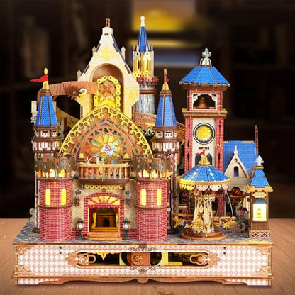 Annecy Castle 3D Wooden Puzzle, Rotating Mechanical Model Kit for Adults