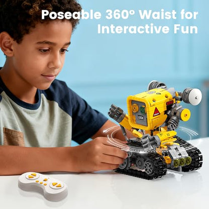 5-in-1 STEM Robot Building Kit, APP & Remote Control Robotics Kit - color: Yellow