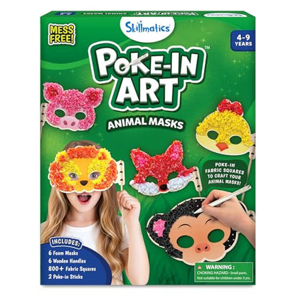 Skillmatics Poke-in Art – Animal Masks, Wood Craft Kit, Gift for Kids - style: 9. Animal Masks