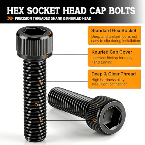 mankk 304PCS M5 Bolts Assortment Kit, Hex Socket Head Cap Screws Nuts - size: M5, style: Hex Socket Cap