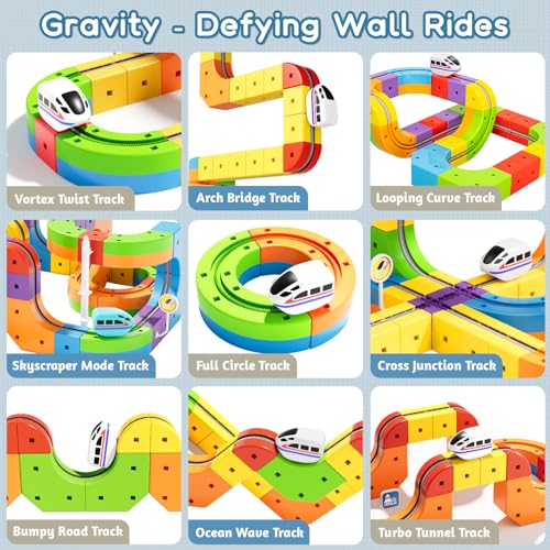 SOCBTNSO 88 PCS KlickRail 3D Modular Electric Train Set for Kid 3-8 - size: 88PCS