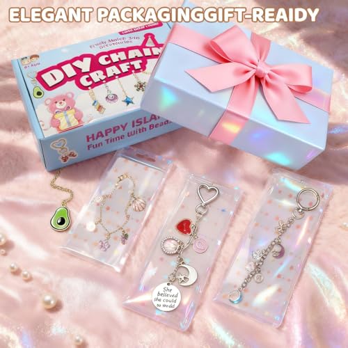 348Pcs Charms Lip Gloss Keychain Making Kit,DIY Craft with Charms,Key Chain Hooks,Jump Rings,Lobster Clasps,Chains & Tools,Bag Charm Kit,Keychains Make Supplies for DIY Crafting and Jewelry Making - color: Burnt Olive