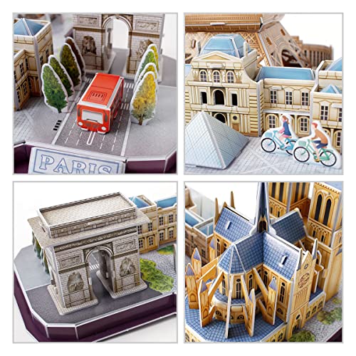 Revell Paris Skyline 3D Puzzles for Adults and Kids Ages 10 Years and up Arts Crafts Building - Eiffel Tower, Notre Dame, Louvre, Arc de Triomphe - 114 Pieces