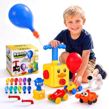 Balloon Launcher with Inertia Car Toy Set for Kids Ages 3 and Up - color: Yellow Duck