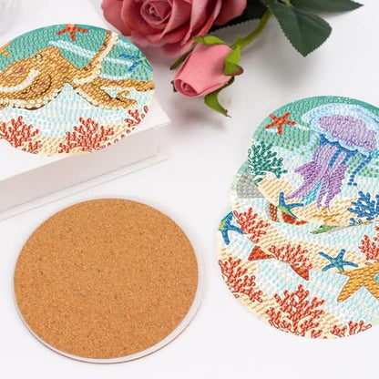 mrpwnle 8 Pack Diamond Art Coasters Kits - Ocean Diamond Painting Coasters - color: Ocean Animal