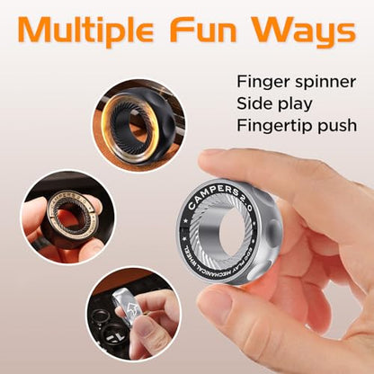 Magnetic Fidget Ring Spinner–DIY Mechanical EDC Toy for Adults - color: Black