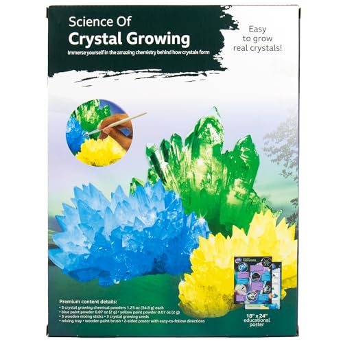 BBC Earth Science of Crystal Growing, Grow 3 Dazzling Crystals, Includes Display Case, Powdered Paints, Learning Guide, Crystal Growing Kit, STEM Toys, Kids Science Kit, STEM Kits for Kids Age 12-14 - style: Crystal Growing
