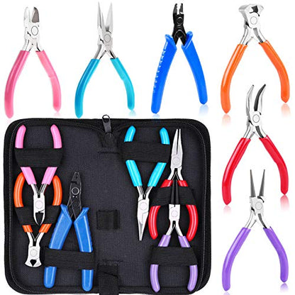 Acejoz Jewelry Making Tools Kit: 6pc Set, Including Needle Round Nose, Wire Cutters, Crimper & End Nippers for Beading & Craft
