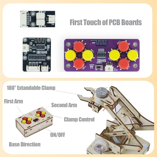 Robot Arm Kits Robotics for Kids Ages 8-12-14-16 Teens Adults STEM Toys Building Engineering Cool Stuff Gadgets Birthday Gifts 9 10 11 13 14 15+ Year Old Boys Grils DIY Science Project Mechanical Hand