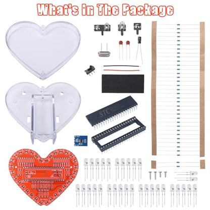Soldering Learning Kit, ICSTATION Heart Shaped LED Light Soldering Project Light Chasing Sunflower Soldering Practice Kit With RGB LEDDIY Rotating Sunflower Electronic Kit for Teenagers School Student