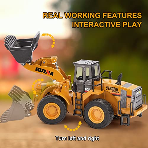 1/40 Scale Diecast Four Wheel Loader Truck Toy, Metal Construction Equipment Bulldozer Models for Kids - style: Loader Toy